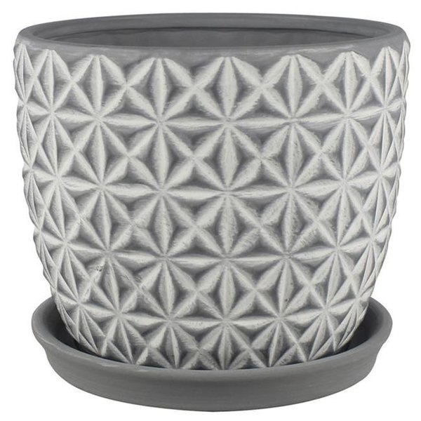 Trendspot Trendspot 7008866 8 in. Dia. Tribeca Ceramic Planter; Charcoal - Pack of 2 7008866